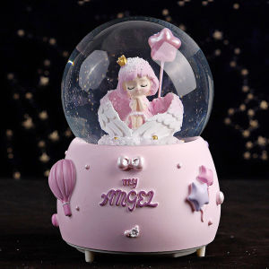 Đèn Angel Crystal Ball Rơi Tuyết Phát Sáng Nhạc Hộp Trang Trí Bàn Học Sinh Quà Tặng Cho Bé Gái Trang Trí Nhà Phong Cách Bắc Âu