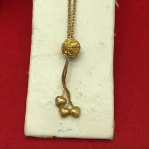 สร้อยคอทองเหลืองโบราณลายโซ่คั่นตุ้มห้อยระย้า ความยาว 16 นิ้ว งานทองเหลืองแท้ งานดิบไม่ได้ชุบ พร้อมส่ง