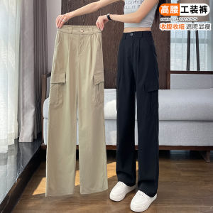 Laid-back Style Womens Cargo Pants High Waist Drapey Straight Leg Casual Trousers Spring Autumn Summer New Arrival