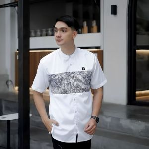 Baju Koko Pria Lengan Pendek Motif Batik Kautsar Terbaru Terlaris