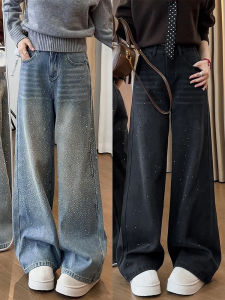 QIANCHANGNAAI | Vintage Flashing Diamond Skinny Jeans High Waist Slim Fit