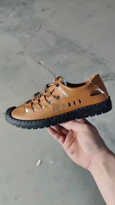 Brand WHITBY （COD 3 Days Delivery）Mens Summer Closed Toe Hollow Out Driving Sandals Business Casual Leather Shoes