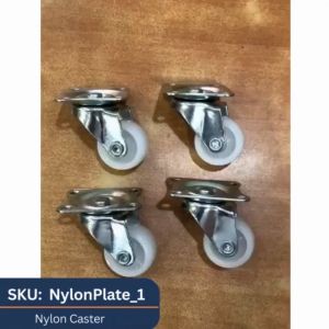 Plate Type White NylonWheel Casters 1" or 1.25" Trollies Office Chair Wheel Replacement (4pcs)