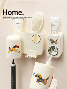 Wall-Mounted Toothbrush Holder Bathroom Sink Cup Set No-Drilling Home Use High Aesthetic Value Toothpaste Cylinder Storage Rack