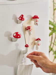 Mushroom 3D Magnets Wall Hooks Creative Cartoon Refrigerator Decorations Hooks Hooks Magnetic Hooks Hooks No Drilling Needed