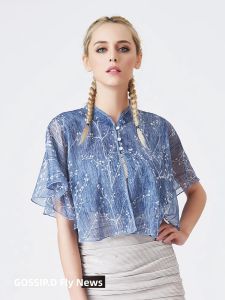 GOSSIP.D | Womens Summer Shawl Sleeveless Thin Chiffon Cover Up Coat With Drawstring And Print Original Design Polyester Fibre Short Length