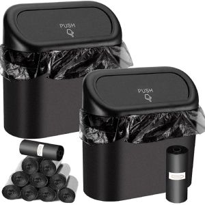 1/2/3Pcs Car Trash Can (with Lid) Contains 60 (300) Garbage Bags Small Car Trash Can Leak-proof Mini Car Accessories