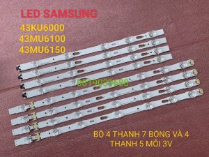 THANH LED TIVI SAMSUNG 43KU6000 43MU6100 43MU6150 HÀNG ZIN HÃNG MỚI 100% BỘ 4 THANH 7 BÓNG VÀ 4 THANH 5 BÓNG MỖI BÓNG 3V V6DU-430DCA-R2 V6DU-430DCB-R2