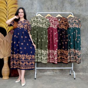 Baju Daster Rayon Wanita Batik Lengan Pendek Bahan Adem Dan Lembut Kekinian