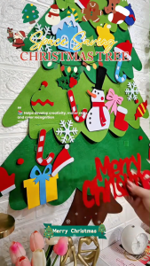 Felt Christmas Tree DIY Lighted Felt Christmas Tree Santa Claus Snowman Xmas Wall Hanging Ornaments