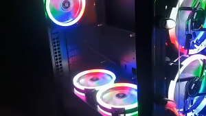พัดลมคอมพิวเตอร์ RGB ขนาด 12cm Computer Cooling Fanเคสหม้อน้ำ พัดลมระบายความร้อนประสิทธิภาพสูง แสงสะท้อนสีสันสดใส