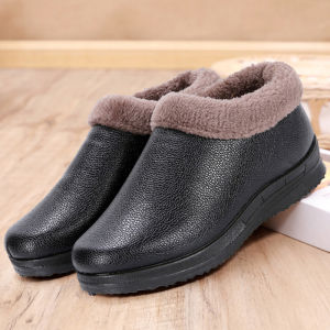 Womens Winter Thickened Fluffy Short Boots Flat Bottom Warm Cotton Shoes Anti-slip Mom Shoes Beijing Flat Shoes Snow Boots