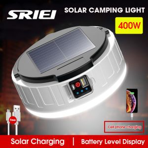 SRIEI 400W Lampu Pasar Malam Solar LED Lamp Portable Emergency Night Market Light Camping Light USB Rechargeable Tent Lamp