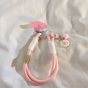 Adorable Girl Heart Ins 3D Small Sheep Star Hanging Decoration Nylon Lanyard Suitable for Mobile Phone Case Apple Huawei Xiaomi Oppo Vivo Portable Wristband Earphone Cover Bracelet Anti-fall Keychain