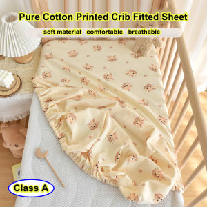 In hình động vật ga vừa với cũi mềm tinh khiết bông giường gấp cho bé sơ sinh bọc bảo vệ nệm với dây chun