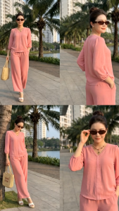 Set bộ nữ đũi lụa phối ren cao cấp SET014 - Thoáng mát co giãn tốt
