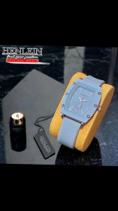 HENLEIN Jam Tangan Wanita Original Bergaransi Bentuk Oval Model Elegan Tali Silikon HW-6003 Grey