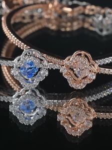 💖Swarovski💖Swarovski Shiny Dancing Clover Pink Gemstone Bracelet S925 Sterling Silver Womens Fashion Bracelet Hypoallergenic Non-allergenic Valentines Day Gift Birthday Gift for Girlfriend Bestie