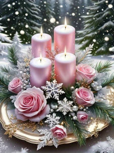 EverShine DIY 5D Diamond Embroidery Candle Full Drill Diamond Art Painting Kit Flower Mosaic Snow Christmas Decorations Gift