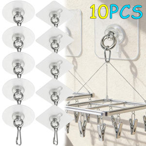 【Hibeautylife】10Pcs Heavy Duty Concrete Wall Hooks No Drill Adhesive Screwless Hooks for Outdoor Clothesline 304 Stainless Steel Ring Hook