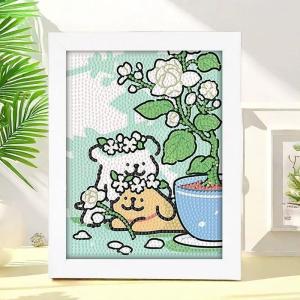 Đồ Thủ Công DIY Dán Kim Cương Cho Trẻ Em Hình Chú Chó Họa Tiết Đường Viền Quà Tặng Sinh Nhật Vật Dụng Thêu Kim Cương