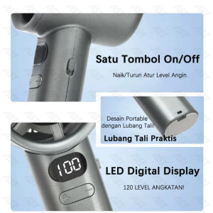 Kipas Tangan Premium - 120 Level + Baterai Tahan Lama - COD
