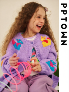 PPTOWN | Knitted Outerwear Purple Spring Autumn Sweater Cardigan