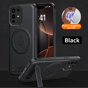 Luxury Leather Case Compatible For Xiaomi 15T Pro 5G 15TPro Mi 2025 Phone Casing Back Cover Shockproof Bumper Simple Anti Drop Car Holder Support Bracket Soft TPU Edge