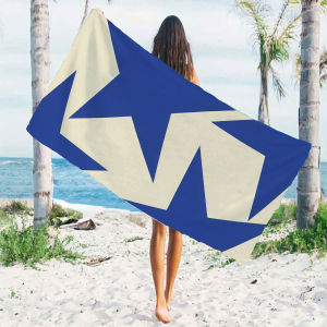 Bauhaus Blue Beige Geo Beach Towels Ultra Lightweight Quick Drying Super Absorbent Summer Essential Fast-Drying Towel for Beach