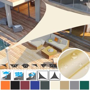 สามเหลี่ยม Sun Shade Sails กันน้ําขนาดใหญ่ Sun Shelter เต็นท์สวนกลางแจ้ง Canopy Sunshade ป้องกัน Patio สระว่ายน้ํากันสาด Shade ผ้า