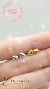KC Jewelry S925 Sterling Silver 916 Gold Plated Mini Love Stud Earrings