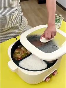 Hap Mandarin Duck Electric Chafing Dish Four-Grid Household Cooking Integrated Multifunctional Hot Pot 6 Up to Electric Cooking Pan Capacity