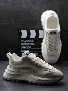 Casual Sporty Dad Shoes for Men Thick Bottom Youth Versatile Sports Leisure Shoes Fashionable Trendy Flat Laced Breathable Rubber Sole