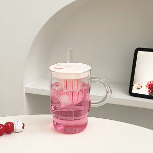 Durable High-temperature Resistant Glass Cup with Straw and Lid