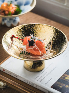 Gold High Platform Sushi Plate Creative Japanese Style Small Snack Ante-bite Dish Dessert Bowl Ceremonial Dining Utensils