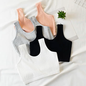 Women Cotton Ribbed Crop Top Sleeveless Tank Casual Wear