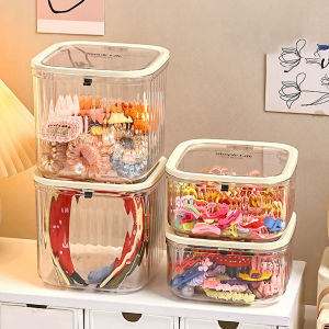 1pc Hair accessory storage box desktop press on jewelry box with lid girls rubber band headband hair clip organizing box