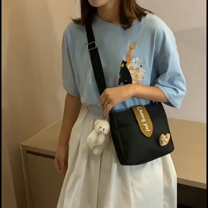 EchoBliss กระเป๋าผ้าแคนวาสผู้หญิงรุ่นใหม่กระเป๋าผ้าแมทช์ลุคง่ายกระเป๋าใบเล็กกระเป๋าสะพายแฟชั่นกระเป๋าสะพายข้างกระเป๋าสะพายข้างสำหรับสาวๆ