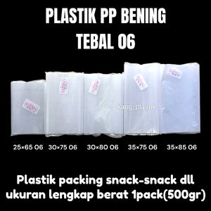 plastik PP bening tebal 06 ukuran 25×65 25×40 30×70 30×75 30×50 35×70 35×75 35×85 35×80 40×90 40×60 ukuran lengkap plastik packing Snack plastik makanan