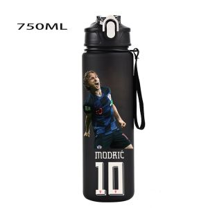 Bandai | 750ml Straw Water Cup Messi Ronaldo Water Bottle Portable Fitness Drink Bottle Kettle Travel Office Jugs Fans Gifts