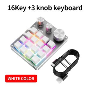 16 Keys 3 Mode Macro Mechanical Keyboard USB RGB Gaming Custom Programming Knob Portable Custom 6Keys 3Knob Switch For Photoshop