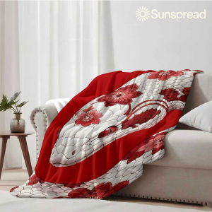 Beast Kingdom | Floral White Snake Soft Warm Flannel Blanket Lightweight Cozy Christmas Halloween Home Decor Room