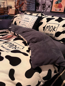 Kiss Dear | Milk Coral Double-sided Flannel Thick Bedding Set
