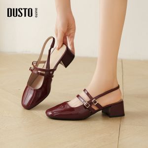 DUSTO | Hollow Back Chunky Heel Summer Sandals