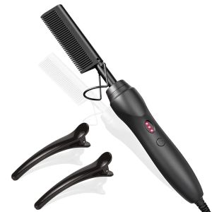 หวีร้อนผม Straightener หวีกดความร้อนแบบพกพาเซรามิค Curling Iron สําหรับผมเคราวิกผมเปียกและแห้งผมจัดแต่งทรงผมเครื่องมือ