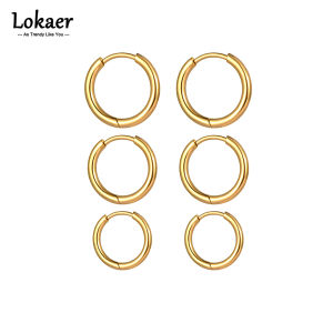 Lokaer 3Pair/Set Titanium Stainless Steel Party Hoop Earrings Bohemia Geometry Circle Earring For Women Серьги Pendientes E21176