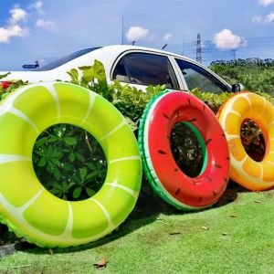 50/60/70/80CM Orange Fruit Swimming Ring Colorful Clear Watermelon Inflatable Ring Floater Pool Floaties For Kids Baby Adults summer summer gift 游泳圈