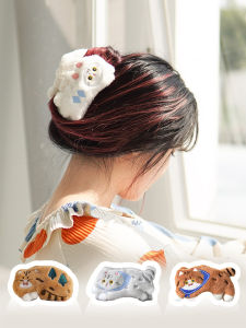 MEWJI Original Cat Curious JK Japanese Style Girl Funny Claw Shark Clip Plush Hairpin Fashionable Hair Accessory