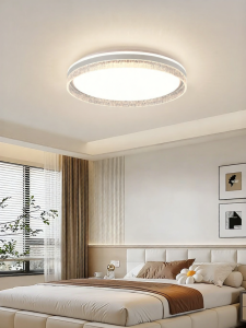 DGY | Nordic Cream Colored Ice Cracked Crystal LED Ceiling Light for Bedroom