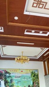 Đèn Chùm Treo Trần Pha Lê Cao Cấp Mạ Vàng Bóng Sang Trọng Chao Đá 15 Tay Trang Trí Phòng Khách Tặng Kèm Bóng Led